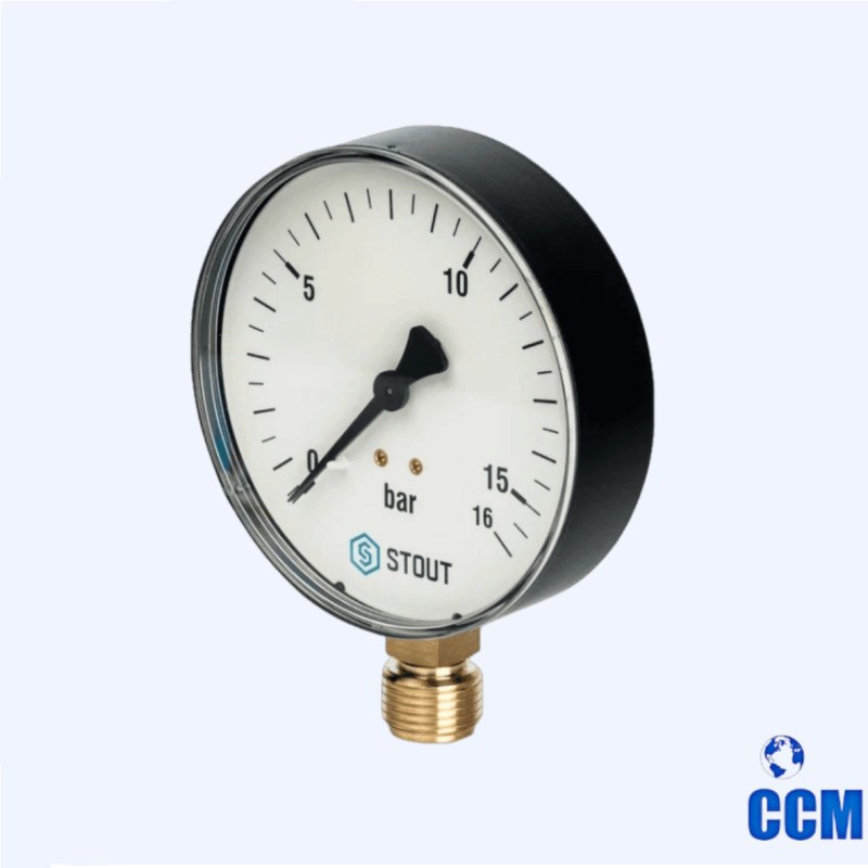 Манометр радиальный. Корпус Dn 100 мм 1/2 , 0...10 бар, кл.2.5 STOUT SIM-1010-101015