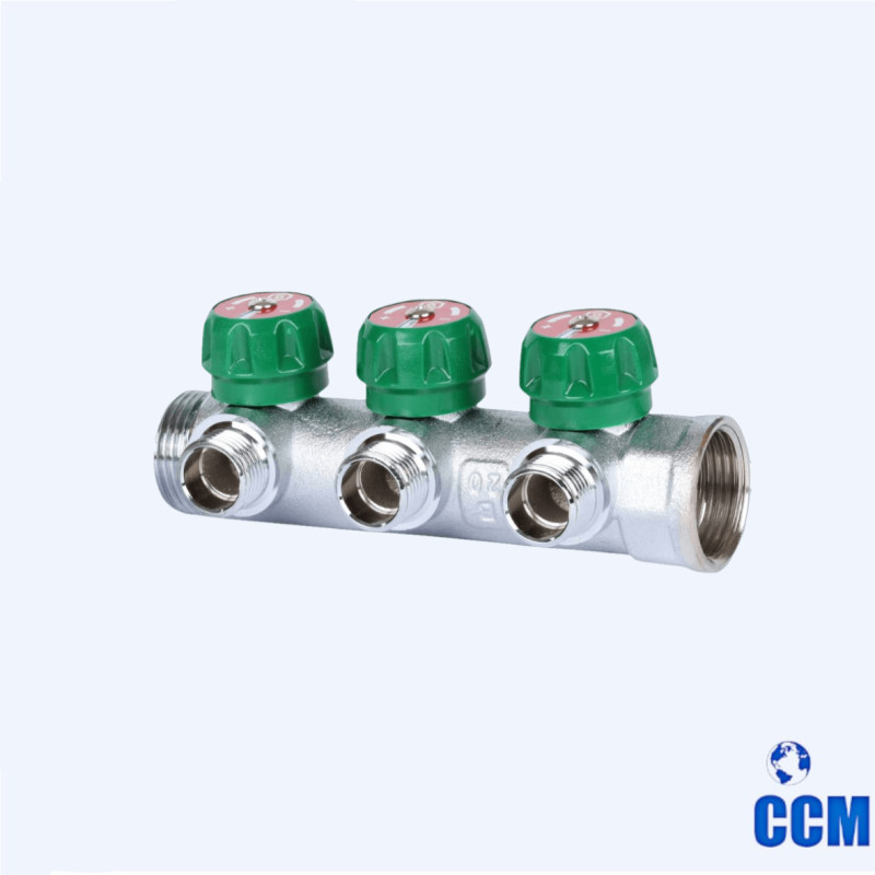 Коллектор регулирующий 1", 4 отвода 1/2" плоское уплотнение STOUT SMB-6849-011204