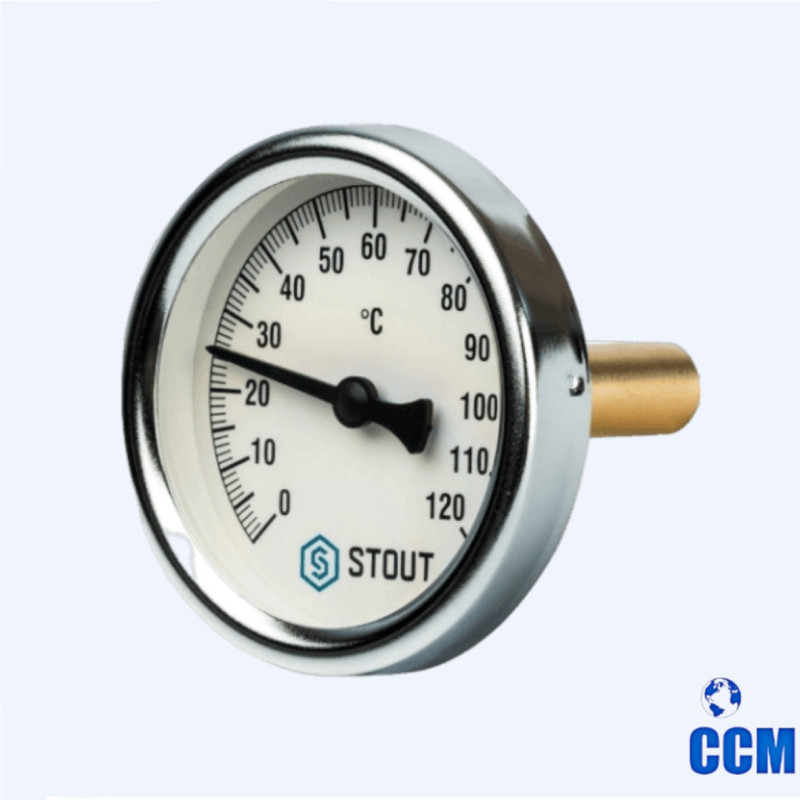 Термометр бимет. осевой с погруж. гильзой 50мм 1/2", корпус Dn63мм STOUT SIM-1001-635015