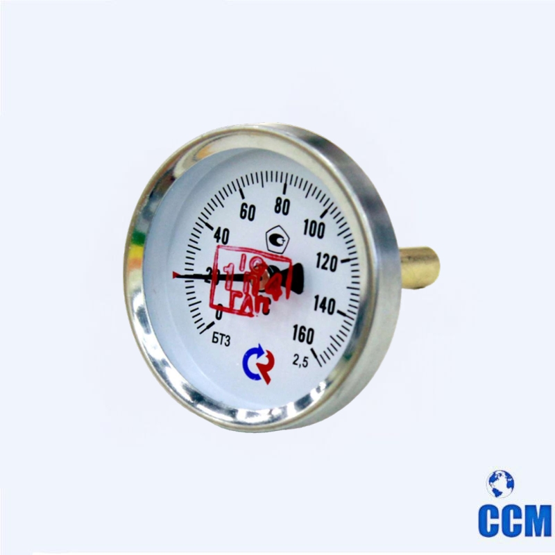 Термометр биметаллический 63мм БТ-31.211(0-160C) G1/2, кл.2,5, шток осевой 100мм Росма 00000002411