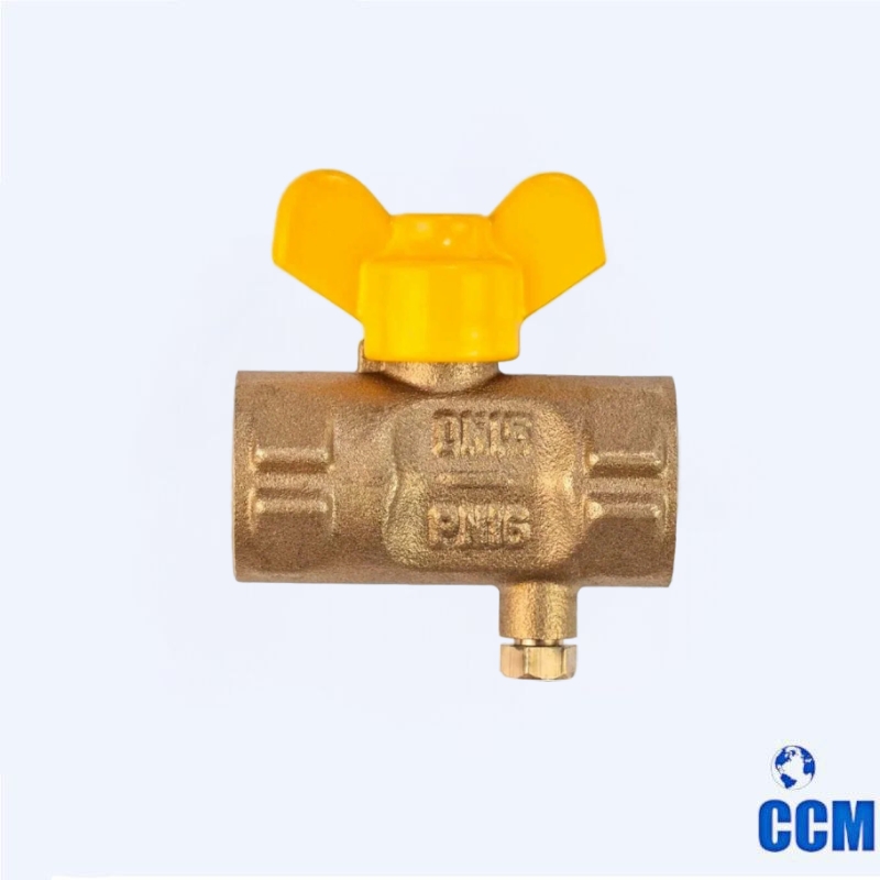 Кран шаровый трехходовой 11б27п (М) Ду15 Ру16 G1/2-M20*1.5 со спуском