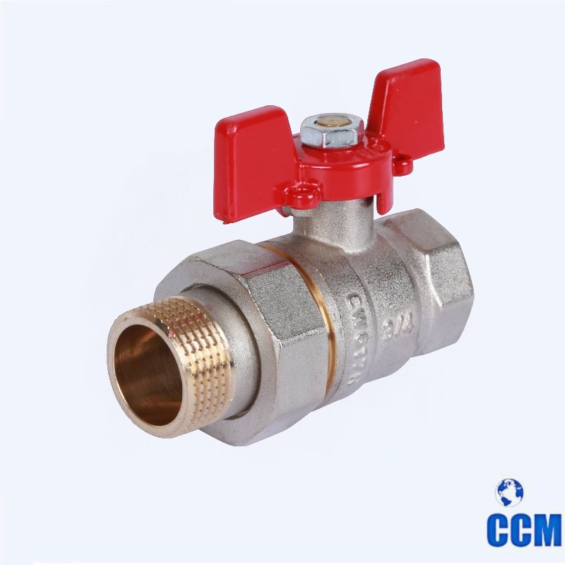 Кран шаровой угловой с американкой, ВР/НР, ручка бабочка 3/4 (ROMMER) RBV-0006-2610220