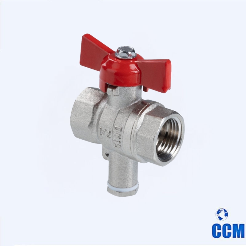 Кран шаровой СТАНДАРТ, никель, для подкл датч, рукоятка бабочка, 1/2", вн.-вн PN40