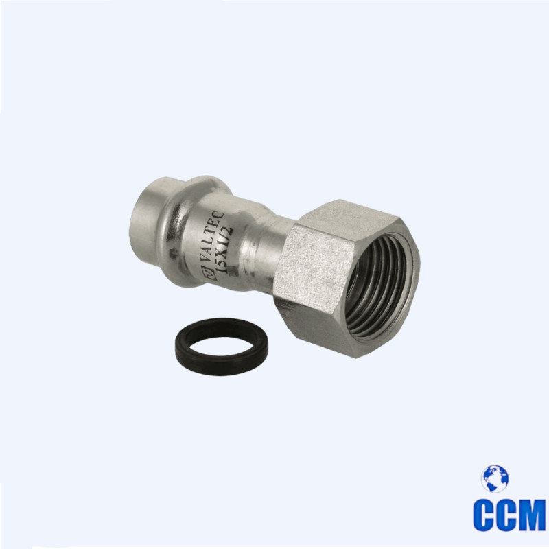 Соединитель с накидной гайкой нерж. сталь 15х1/2" VTi.908.I.001504