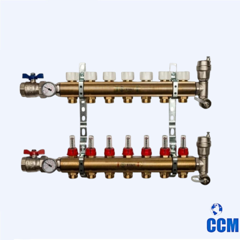 Группа коллекторная STOUT 1" 3/4x7 c расходомерами из латуни в сборе SMB 0473 000007