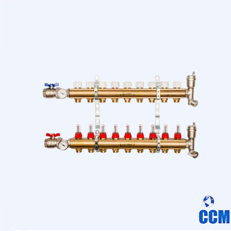 Группа коллекторная STOUT 1" 3/4x9 c расходомерами из латуни в сборе SMB 0473 000009