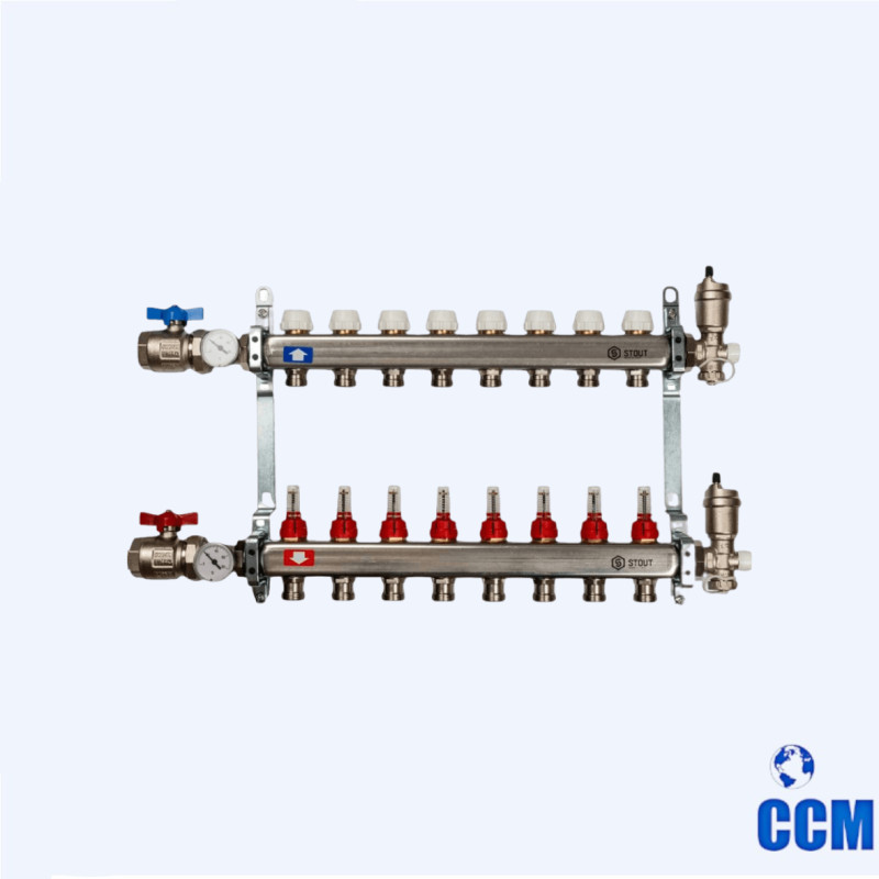 Группа коллекторная STOUT 1" 3/4x8 с расходомерами из нерж. в сборе SMS 0907 000008