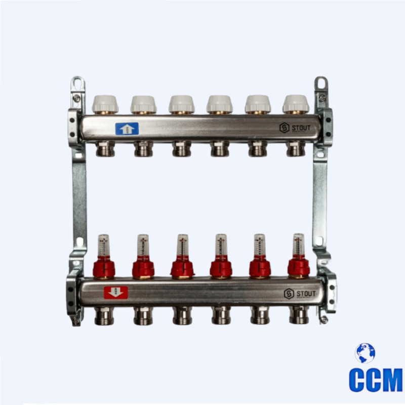 Группа коллекторная STOUT 1" 3/4x6 с расходомерами из нерж. SMS 0917 000006