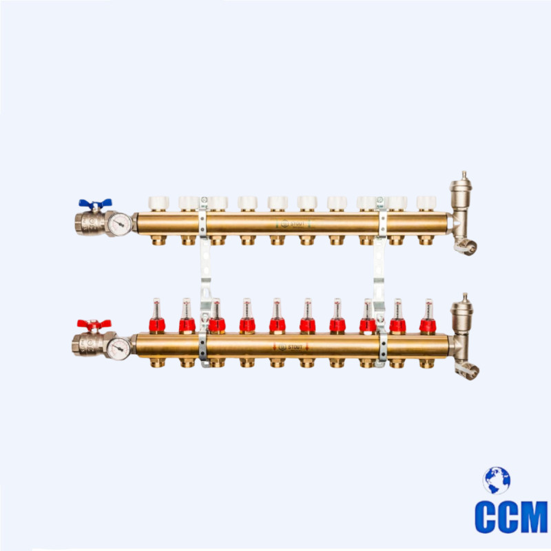 Группа коллекторная STOUT 1" 3/4x10 c расходомерами из латуни в сборе SMB 0473 000010