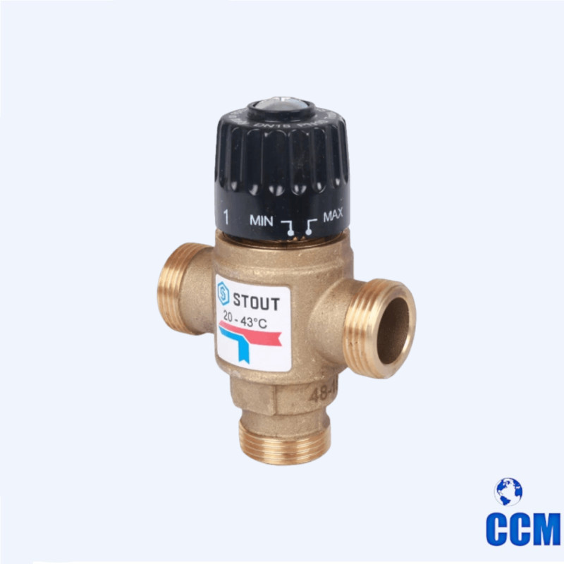 Клапан термостатический смес-й 3/4" НР 35-60гр KV 1,6 боковое смешивание (STOUT) SVM-0120-166020