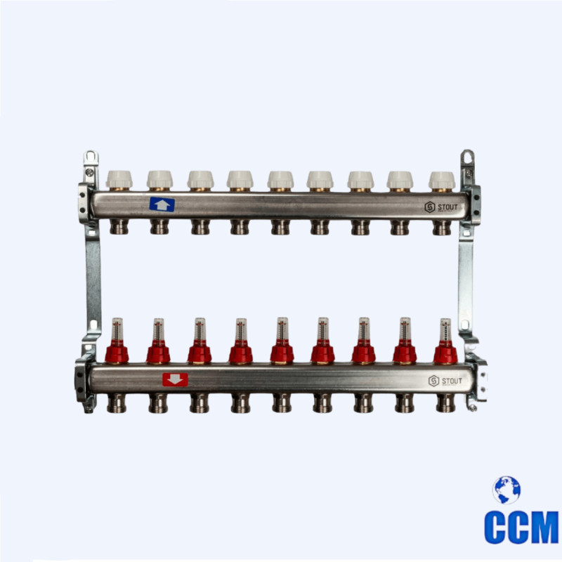Группа коллекторная STOUT 1" 3/4x9 с расходомерами из нерж. SMS 0917 000009