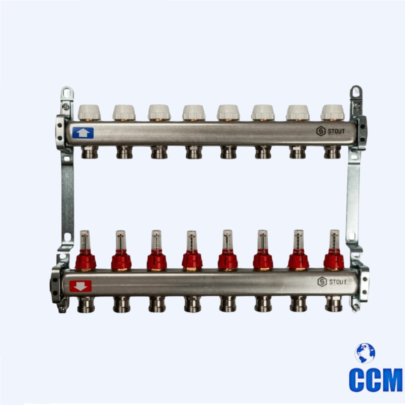 Группа коллекторная STOUT 1" 3/4x8 с расходомерами из нерж. SMS 0917 000008