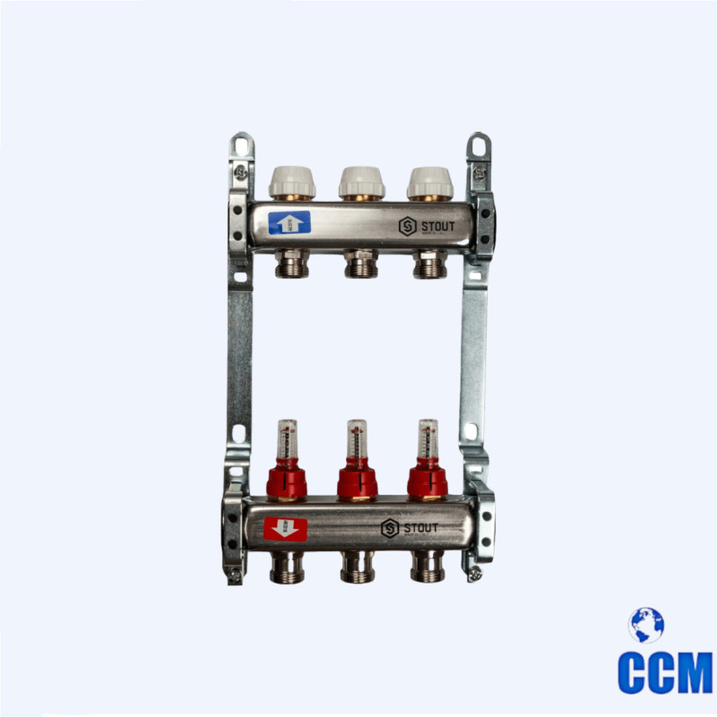 Группа коллекторная STOUT 1" 3/4x3 с расходомерами из нерж. SMS 0917 000003