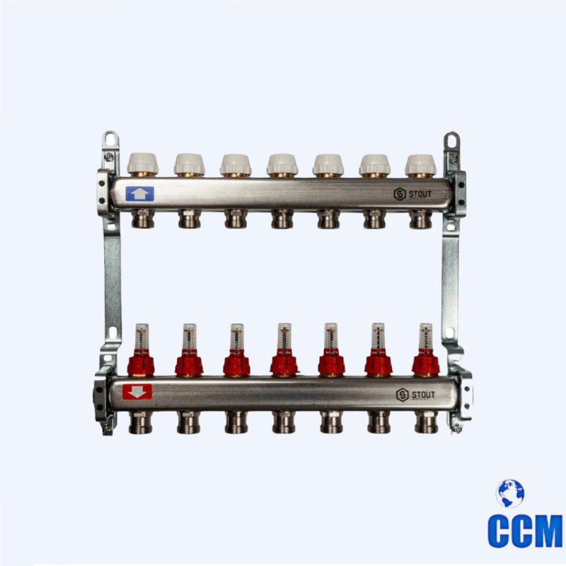 Группа коллекторная STOUT 1" 3/4x7 с расходомерами из нерж. SMS 0917 000007