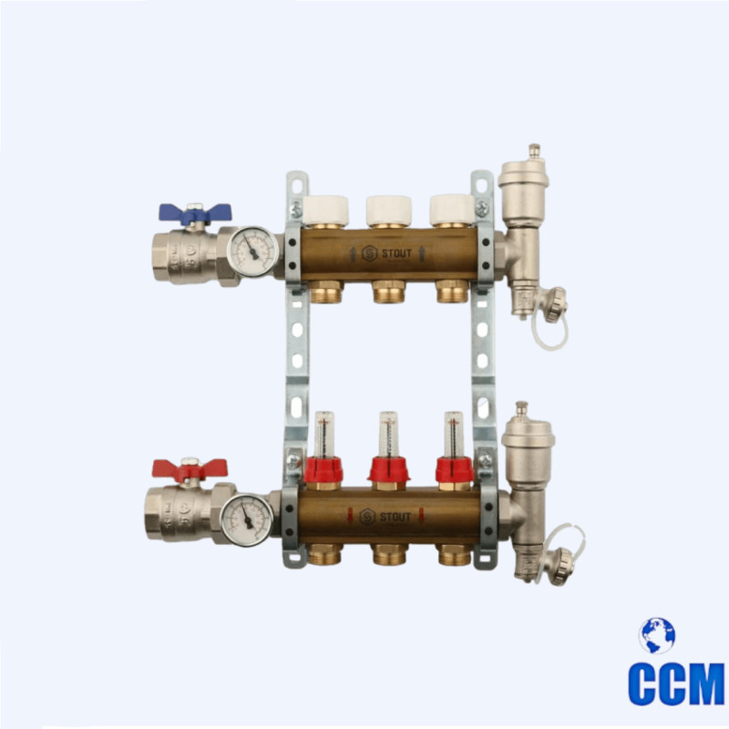 Группа коллекторная STOUT 1" 3/4x3 c расходомерами из латуни в сборе SMB 0473 000003