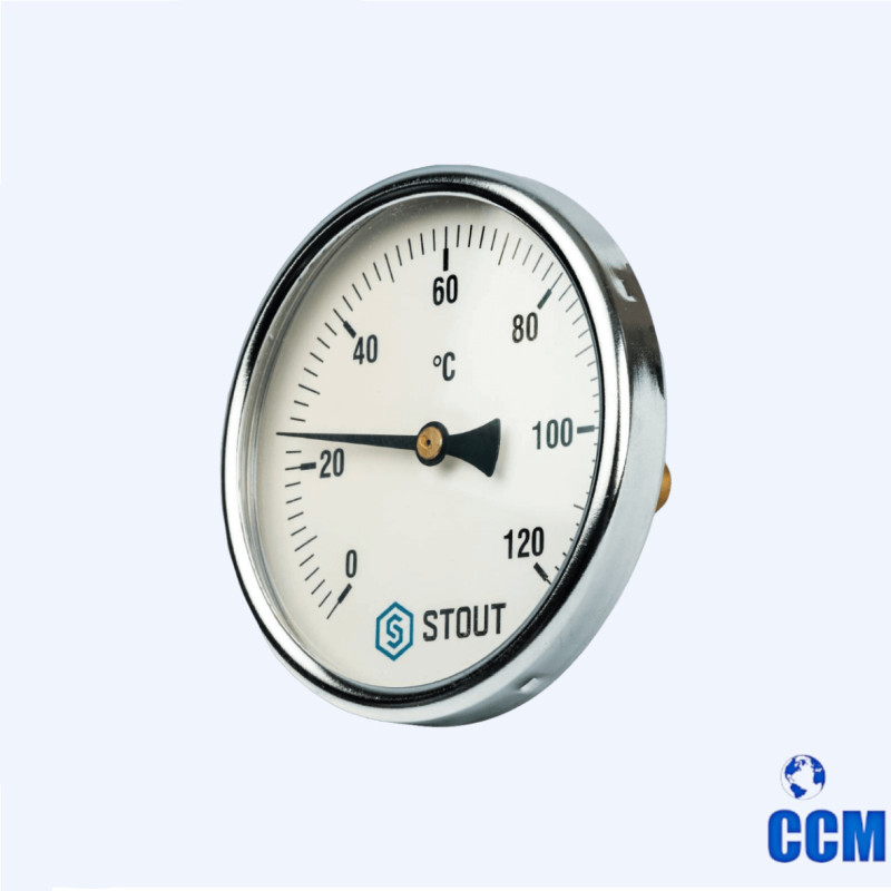 Термометр бимет. с погруж. гильзой 50мм 1/2", корпус Dn100мм 0...120°C STOUT SIM-0001-105015