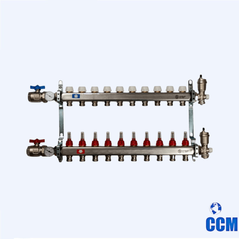 Группа коллекторная STOUT 1" 3/4x10 с расходомерами из нерж. в сборе SMS 0907 000010