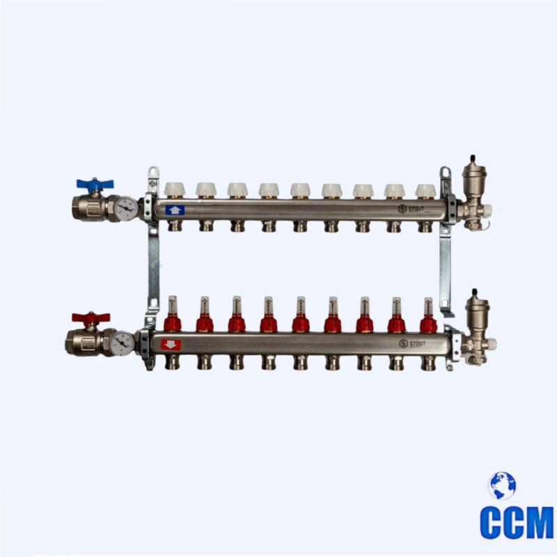 Группа коллекторная STOUT 1" 3/4x9 с расходомерами из нерж. в сборе SMS 0907 000009