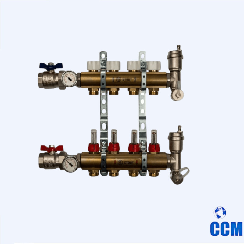 Группа коллекторная STOUT 1" 3/4x4 c расходомерами из латуни в сборе SMB 0473 000004